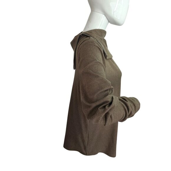 Fortune+Ivy Long Sleeve Zip Neck Tunic Top Womens XL Warm Brown Poly Blend Knit - Picture 4 of 11